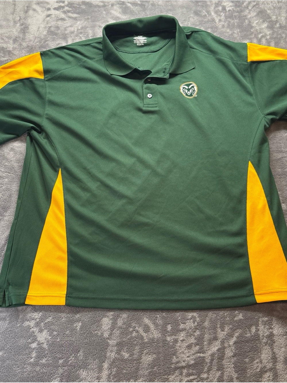 Pro Edge Men's Green and Gold Polo with Embroidered CSU Rams Logo size XL